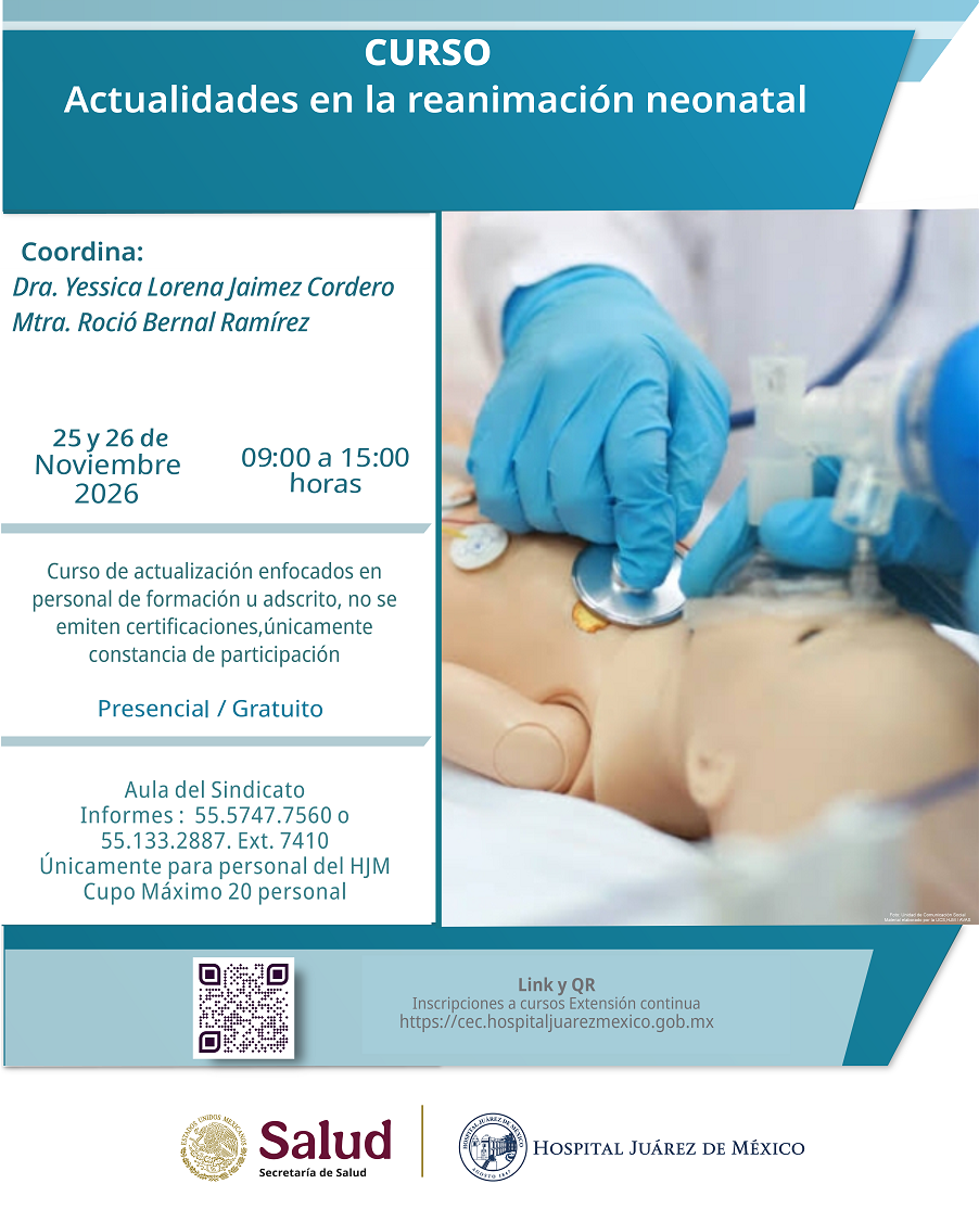 Banner completo del evento académico Curso Actualidades en la reanimación neonatal