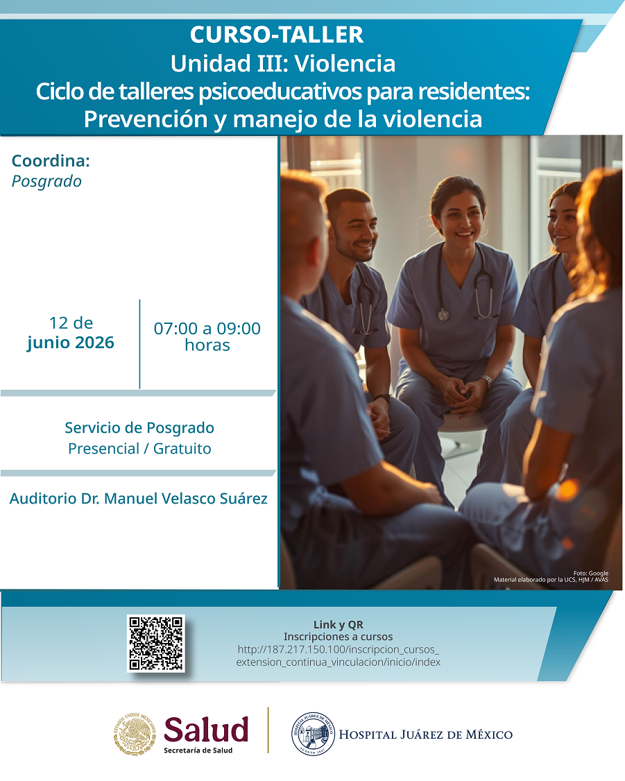 Banner completo del curso Curso-Taller Unidad III: Ciclo de talleres psicoeducativos para residentes: Dificultades para enfrentar las conductas agresivas
